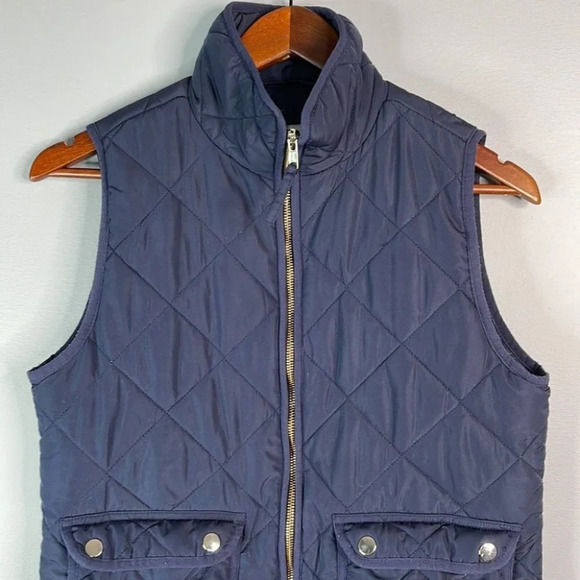 THREAD AND SUPPLY Quilted Vest Navy Blue Outerwear Zipper Pockets Coastal Size S - Picture 3 of 11